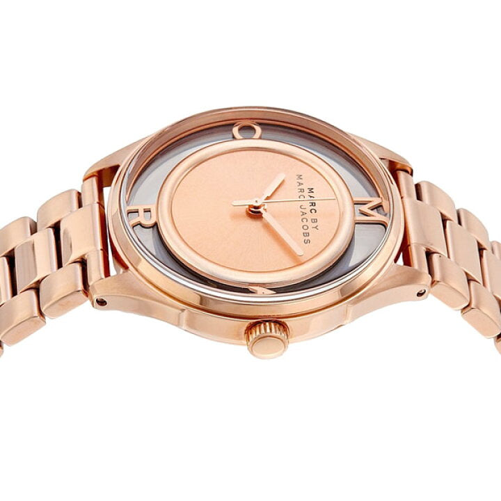 Marc Jacobs Tether Transparent Rose Gold Dial Rose Gold Steel Strap Watch for Women - MBM3414