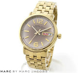 Marc Jacobs Fergus Gunmetal Grey Dial Gold Steel Strap Watch for Women - MBM3429