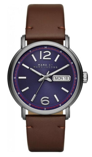 Marc Jacobs Fergus Blue Dial Brown Leather Strap Watch for Men - MBM5078