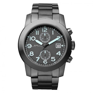 Marc Jacobs Larry Chronograph Black Dial Gunmetal Grey Steel Strap Watch for Men - MBM5031