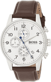 Hugo Boss Navigator White Dial Brown Leather Strap Watch for Men - 1513495