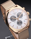 Tissot T Classic PR 100 Chronograph Silver Dial Rose Gold Mesh Bracelet Watch For Men - T101.417.33.031.01