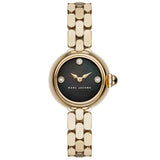 Marc Jacobs Courtney Mother of Pearl Black Dial Gold Steel Strap Watch for Women - MJ3460
