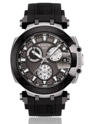 Tissot T Race Chronograph Anthracite Black Dial Black Silicone Strap Watch For Men - T115.417.27.061.00