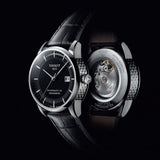 Tissot T Classic Luxury Powermatic 80 Black Dial Black Leather Strap Watch For Men - T086.408.16.051.00