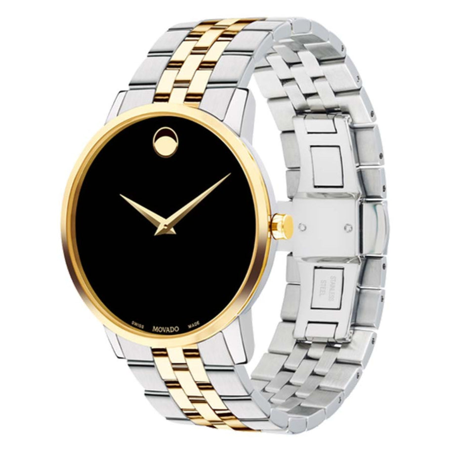 Movado Museum Classic Black Dial Two Tone Steel Strap Watch For Women - 0606605