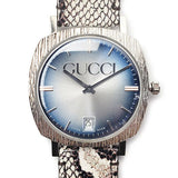 Gucci Grip Vintage Blue Dial Snakeskin Brown Leather Strap Watch for Women - YA152401