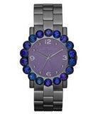 Marc Jacobs Amy Purple Dial Black Steel Strap Watch for Women - MBM3224