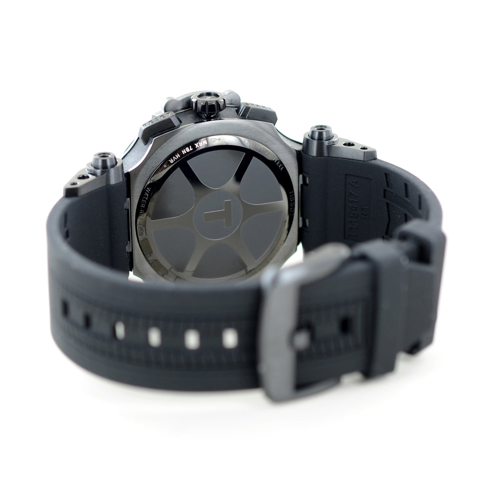 Tissot T Race Chronograph Anthracite Black Dial Black Silicone Strap Watch For Men - T115.417.37.061.03