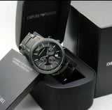 Emporio Armani Classic Chronograph Black Dial Black Steel Strap Watch For Men - AR2453