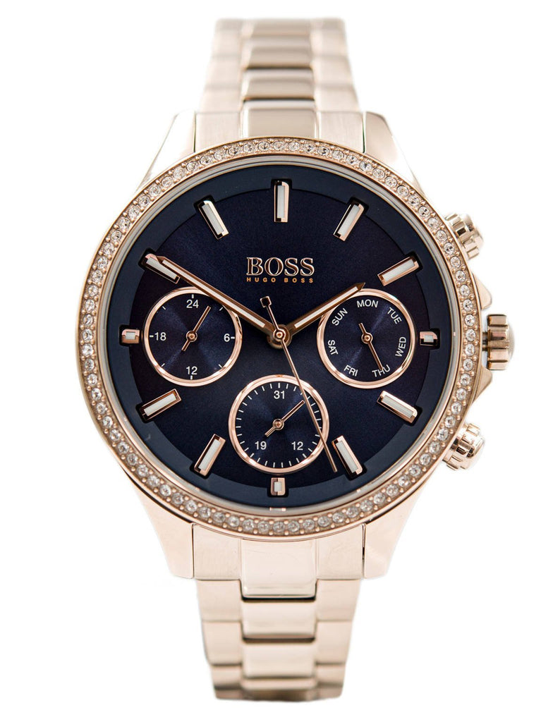 Hugo Boss Hera Blue Dial Gold Steel Strap Watch for Women - 1502566