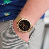 Hugo Boss Skymaster Black Dial Gold Mesh Bracelet Watch for Men - 1513838