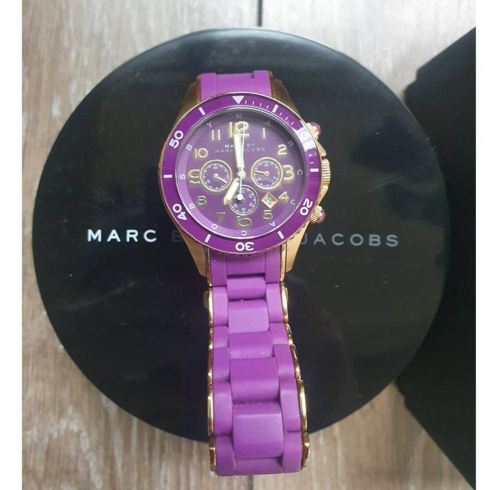 Marc Jacobs Rock Chronograph Purple Dial Purple Silicone Strap Watch for Women - MBM2576