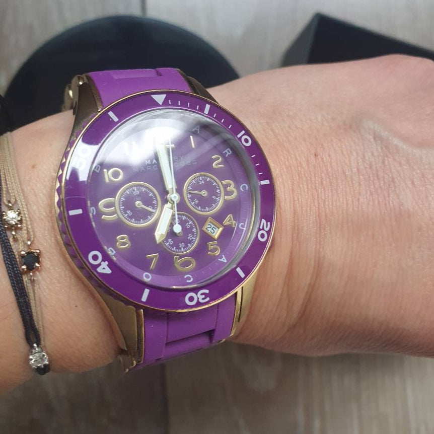 Marc Jacobs Rock Chronograph Purple Dial Purple Silicone Strap Watch for Women - MBM2549
