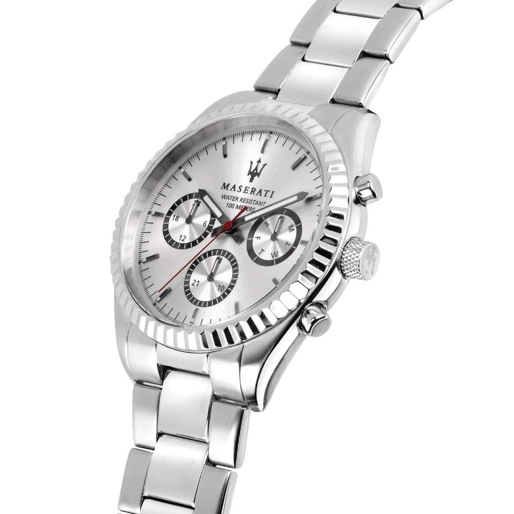 Maserati Competizione Silver Dial Silver Steel Strap Watch For Men - R8853100018