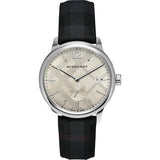 Burberry Classic Round Cream Dial Black Leather Strap Watch for Men - BU10008