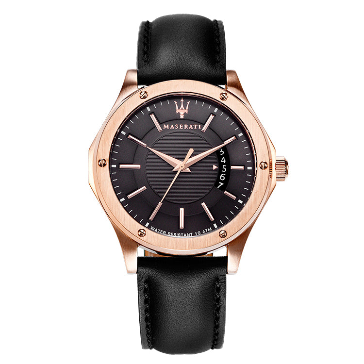 Maserati Circuito Black Dial Black Leather Strap Watch For Men - R8851127001