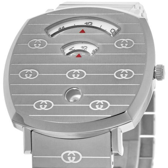 Gucci Grip Quartz Silver Dial Silver Steel Strap Watch For Women - YA157410