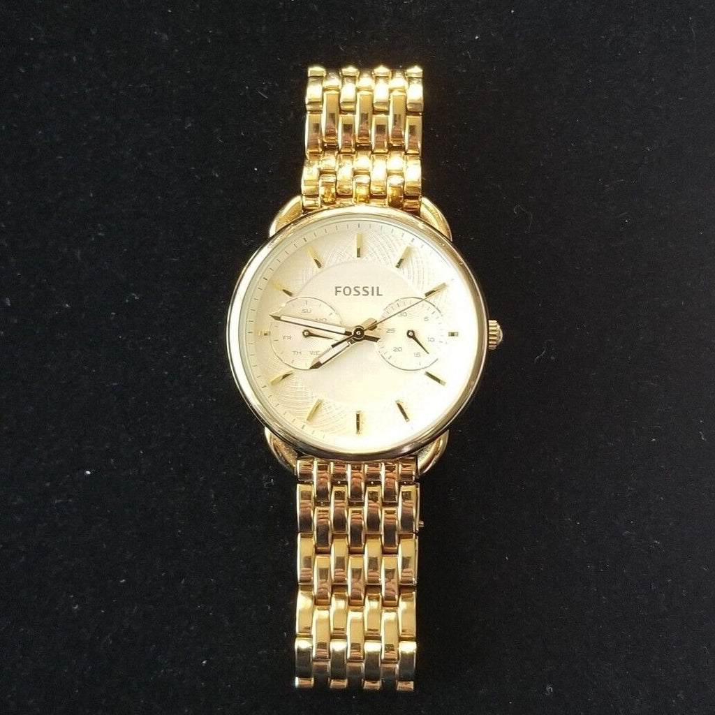 Fossil Tailor Gold Dial Gold Steel Strap Watch for Women - ES3714