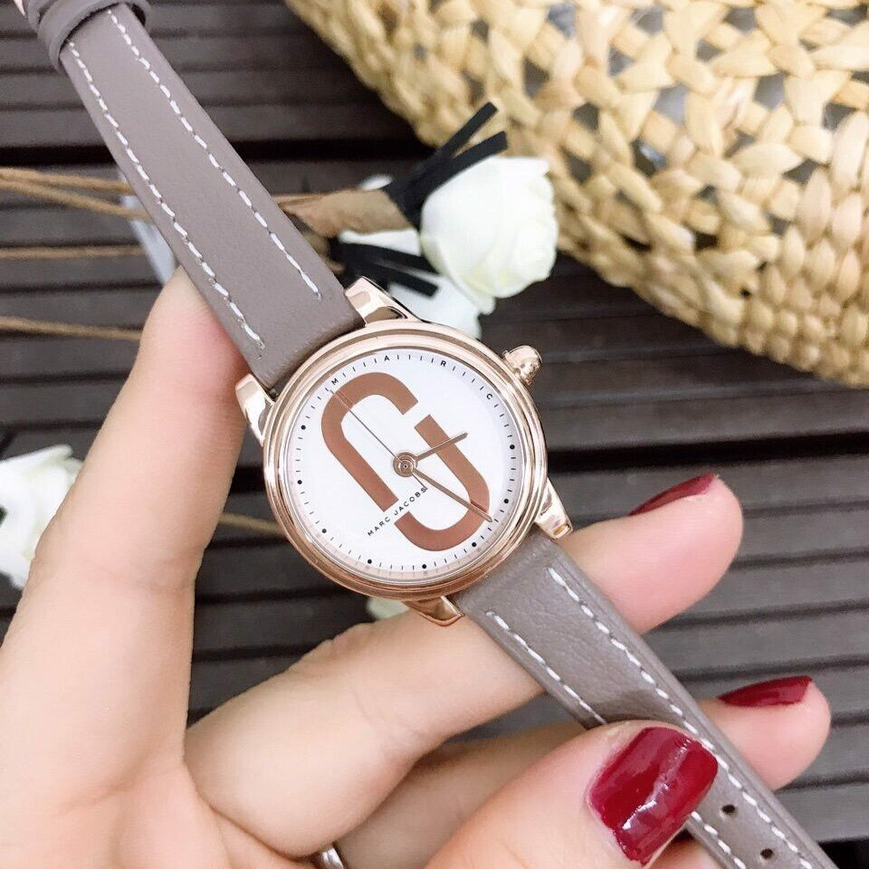 Marc Jacobs Corie White Dial Brown Leather Strap Watch for Women - MJ1581