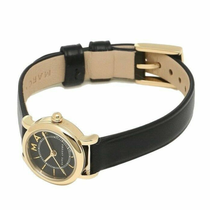 Marc Jacobs Roxy Black Dial Black Leather Strap Watch for Women - MJ1585