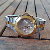 Marc Jacobs Blade Chronograph Silver Dial Two Tone Steel Strap Watch for Women - MBM3177