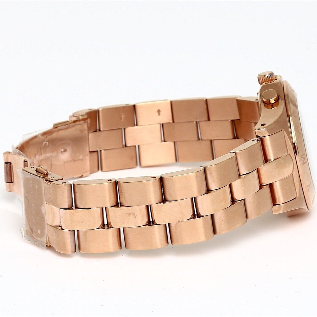 Marc Jacobs Blade Chronograph Mother of Pearl White Dial Rose Gold Steel Strap Watch for Women - MBM8637