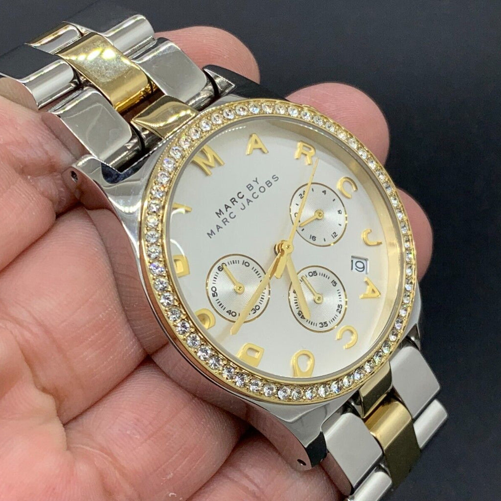Marc Jacobs Henry Chronograph Silver Dial Two Tone Steel Strap Watch for Women - MBM3197