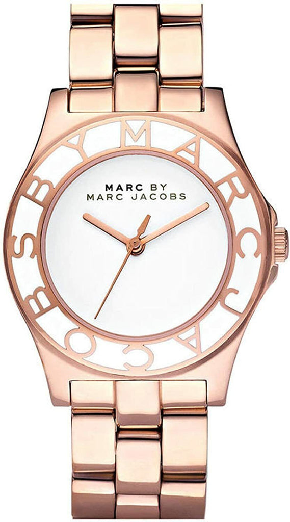 Marc Jacobs Blade White Dial Gold Steel Strap Watch for Women - MBM3075