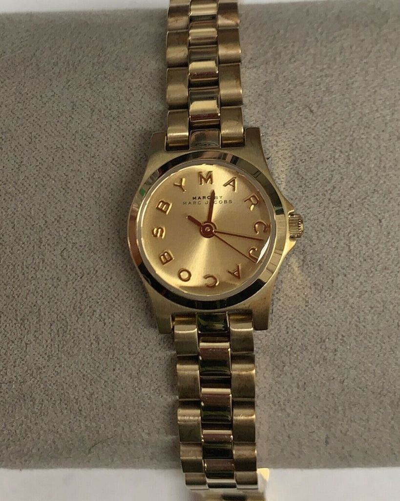 Marc Jacobs Henry Dinky Gold Dial Gold Steel Strap Watch for Women - MBM3199