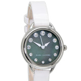 Marc Jacobs Betty Mother of Pearl Black Dial White Leather Strap Watch for Women - MJ1512