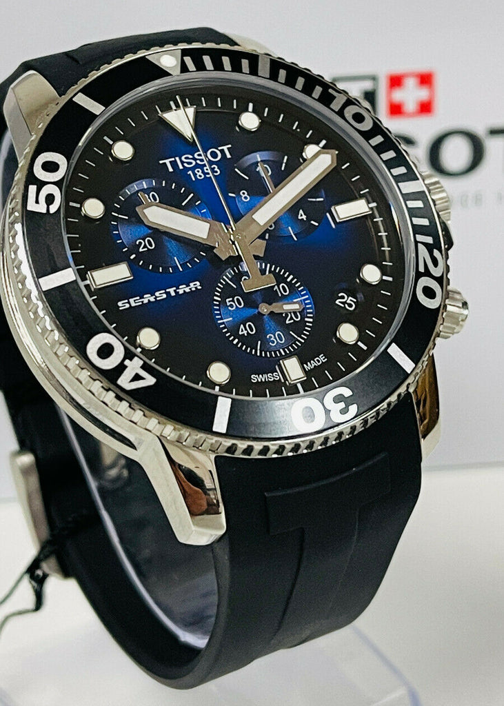 Tissot Seastar 1000 Chronograph Blue Dial Black Rubber Strap Watch For Men - T120.417.17.041.00