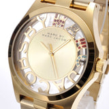 Marc Jacobs Henry Skeleton Gold Dial Gold Steel Strap Watch for Women - MBM3263