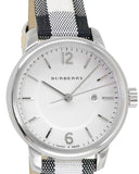 Burberry Classic Stone Silver Dial Horseberry Black Leather Strap Watch for Women - BU10103