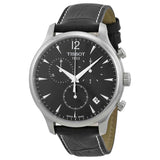 Tissot T Classic Tradition Chronograph Black Dial Black Leather Strap Watch For Men - T063.617.16.057.00