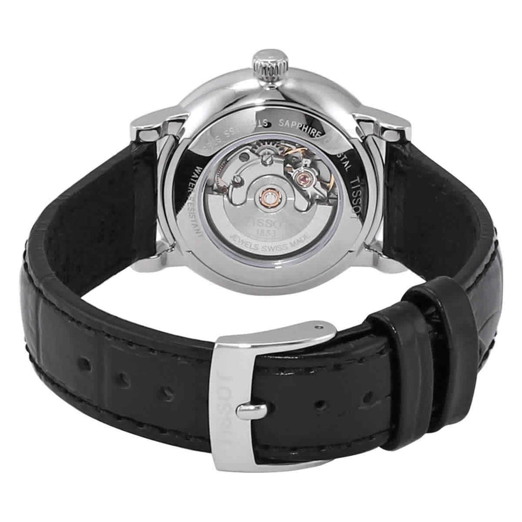 Tissot Carson Premium Automatic Lady Silver Dial Black Leather Strap Watch for Women - T122.207.16.033.00