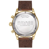 Movado Heritage Chronograph Green Dial Brown Leather Strap Watch For Men - 3650062