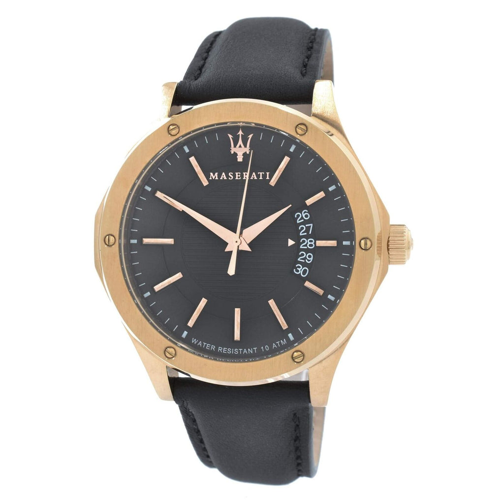 Maserati Circuito Black Dial Black Leather Strap Watch For Men - R8851127001