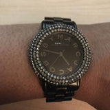 Marc Jacobs Marci Black Dial Black Steel Dial Strap Watch for Women - MBM3193