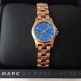 Marc Jacobs Henry Dinky Blue Dial Rose Gold Steel Strap Watch for Women - MBM3204