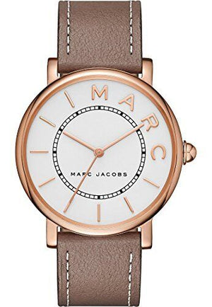 Marc Jacobs Roxy White Dial Cement Brown Leather Strap Watch for Women - MJ1533