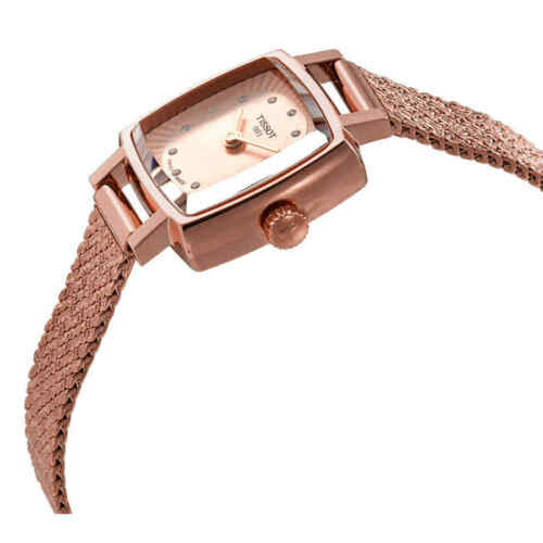 Tissot Lovely Square Lady Quartz Rose Gold Dial Rose Gold Mesh Bracelet Watch For Women - T058.109.33.456.00