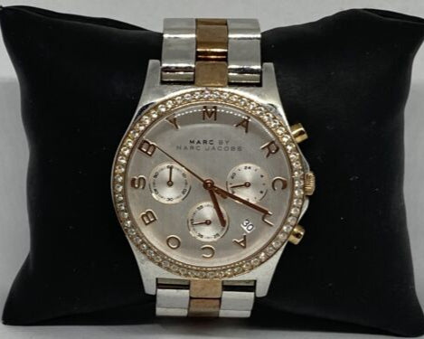 Marc Jacobs Henry Chronograph Silver Dial Two Tone Steel Strap Watch for Women - MBM3106