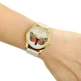 Gucci G Timeless Butterfly White Dial White Leather Strap Watch For Women - YA1264062