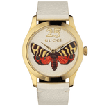 Gucci G Timeless Butterfly White Dial White Leather Strap Watch For Women - YA1264062