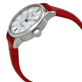 Tissot Chemin Des Tourelles Automatic Mother of Pearl White Dial Red Leather Strap Watch For Women - T099.207.16.118.00