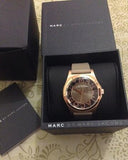 Marc Jacobs Henry Dinky Skeleton Beige Dial Beige Leather Strap Watch for Women - MBM1245