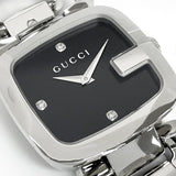 Gucci G Gucci Diamonds Black Dial Silver Steel Strap Watch For Women - YA125406