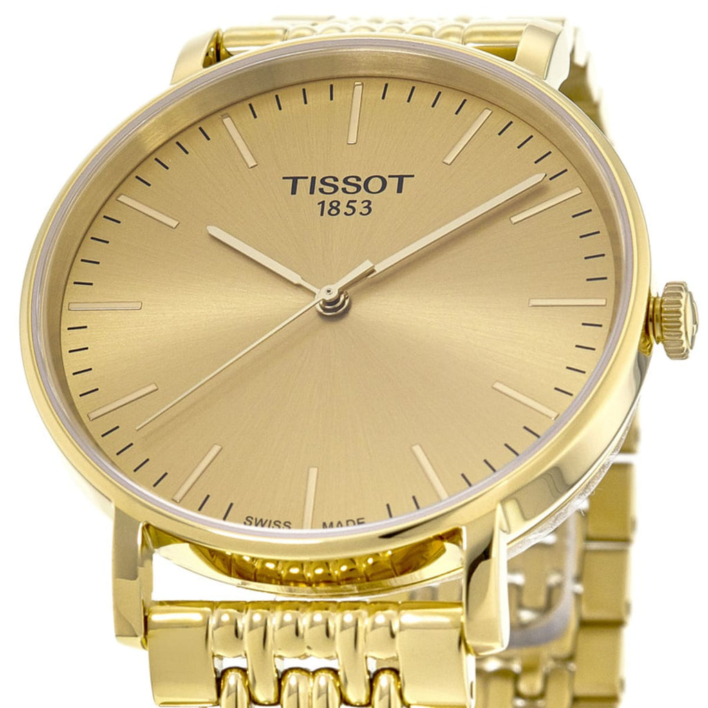 Tissot T Classic Everytime Medium Gold Dial Gold Mesh Bracelet Watch For Men - T109.410.33.021.00