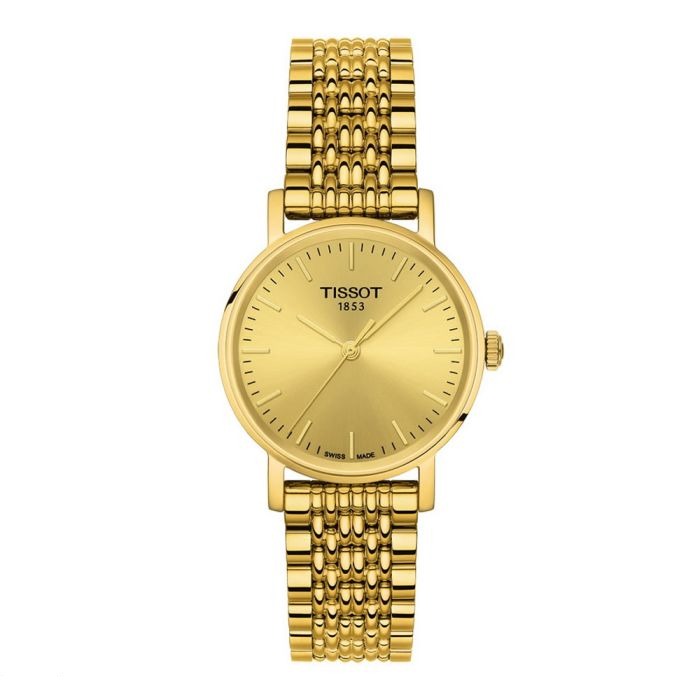 Tissot T Classic Everytime Desire Small Gold Dial Gold Mesh Bracelet Watch For Women - T109.210.33.021.00